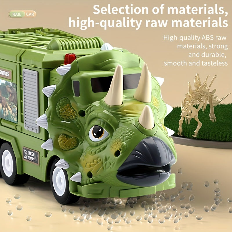 Kids Dino Eng Car Deformation Toy Set Inertia Triceratops Sound Liftable Towe