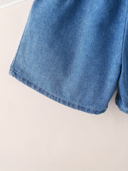 Girls Pleated Denim Shorts Summer Clothes