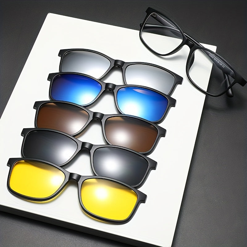 6pcs Clip on Sunglasses Lens 6 In 1 UV Protection Men's Sunglasses