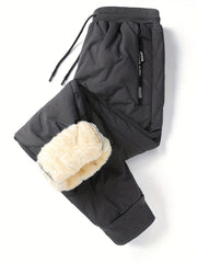 Men's Warm Fleece Stretch Joggers with Zipper Pockets