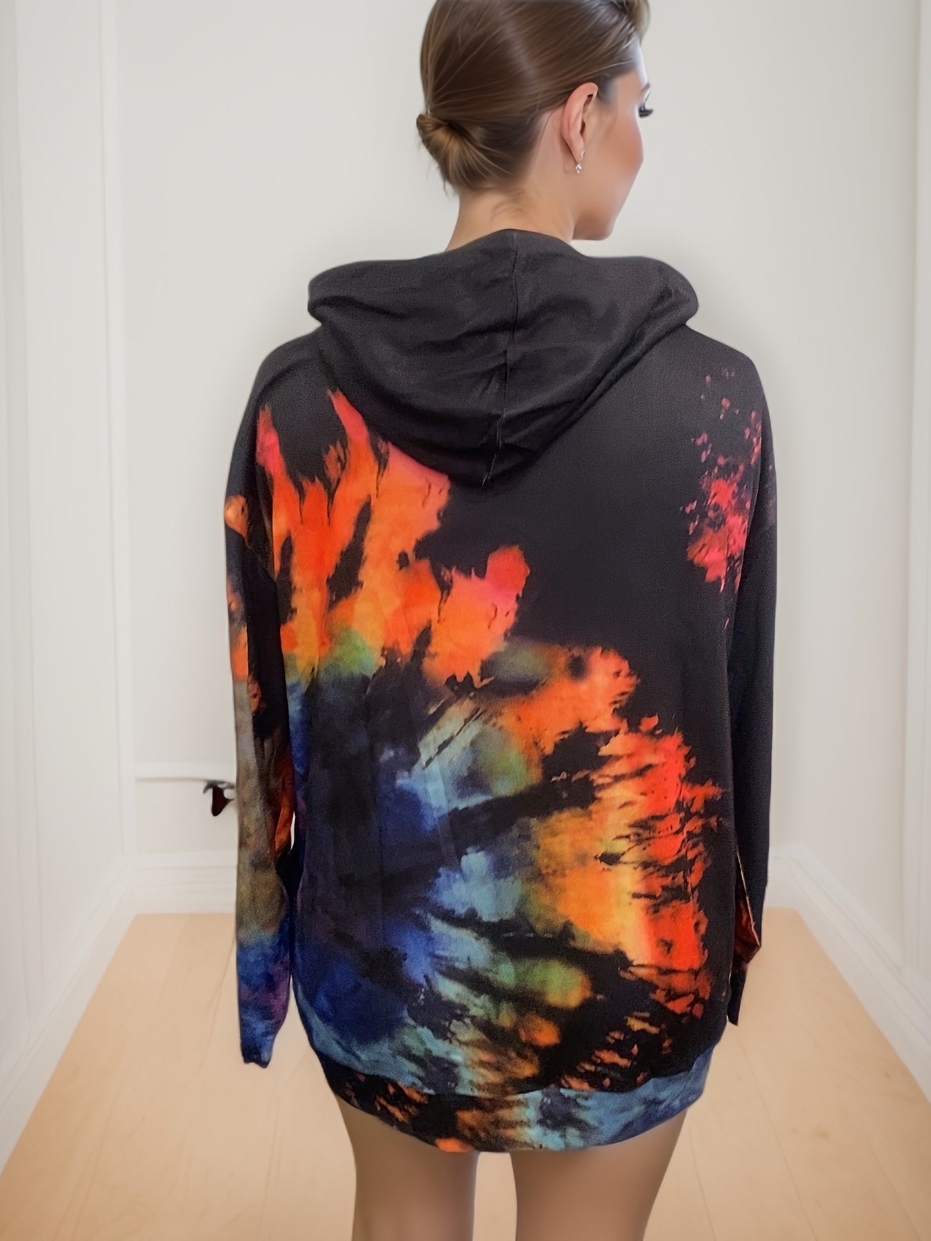 Tie Dye Long Sleeve Hoodie with Pockets
