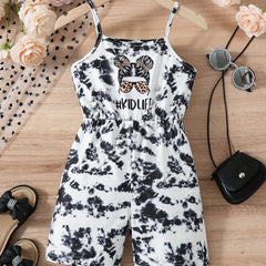 Spaghetti Tie Dye Shorts Jumpsuit For Girls