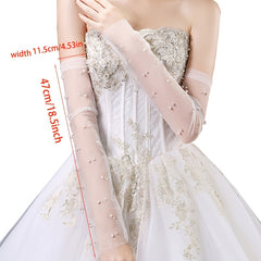 Bridal Lace Gloves Beaded Half Finger Wedding Sleeve Covers