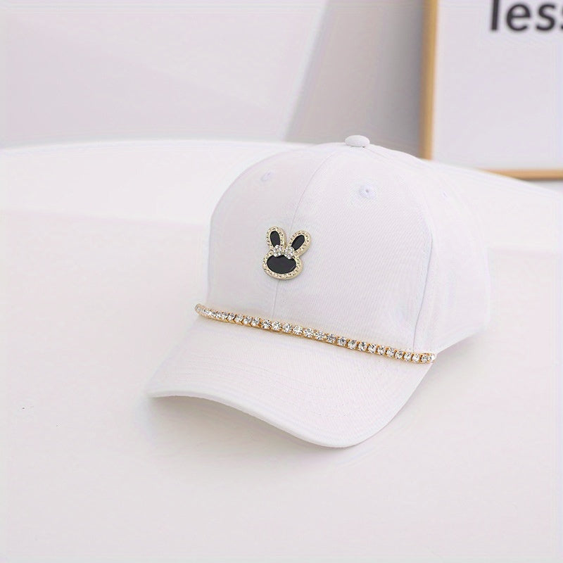 Kids Sunshade Casual Baseball Cap with Artificial Diamond