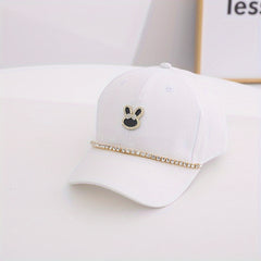 Kids Sunshade Casual Baseball Cap with Artificial Diamond