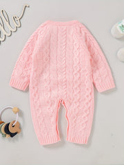 Baby Knitted Romper Long Sleeve Button Down Casual Onesie