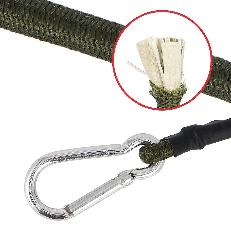 Strong Bungee Cords with Carabiner Hooks - Heavy Duty Elastic Rope for Tent