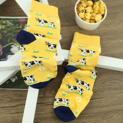 Men's Cow Pattern Crew Socks Breathable Comfy Casual Unisex Socks
