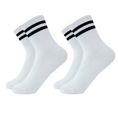 2 Pairs Striped Trim Short Socks Women's Stocking