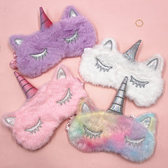 Cartoon Monocerous Horse Eye Mask Plush Blackout Sleep Mask