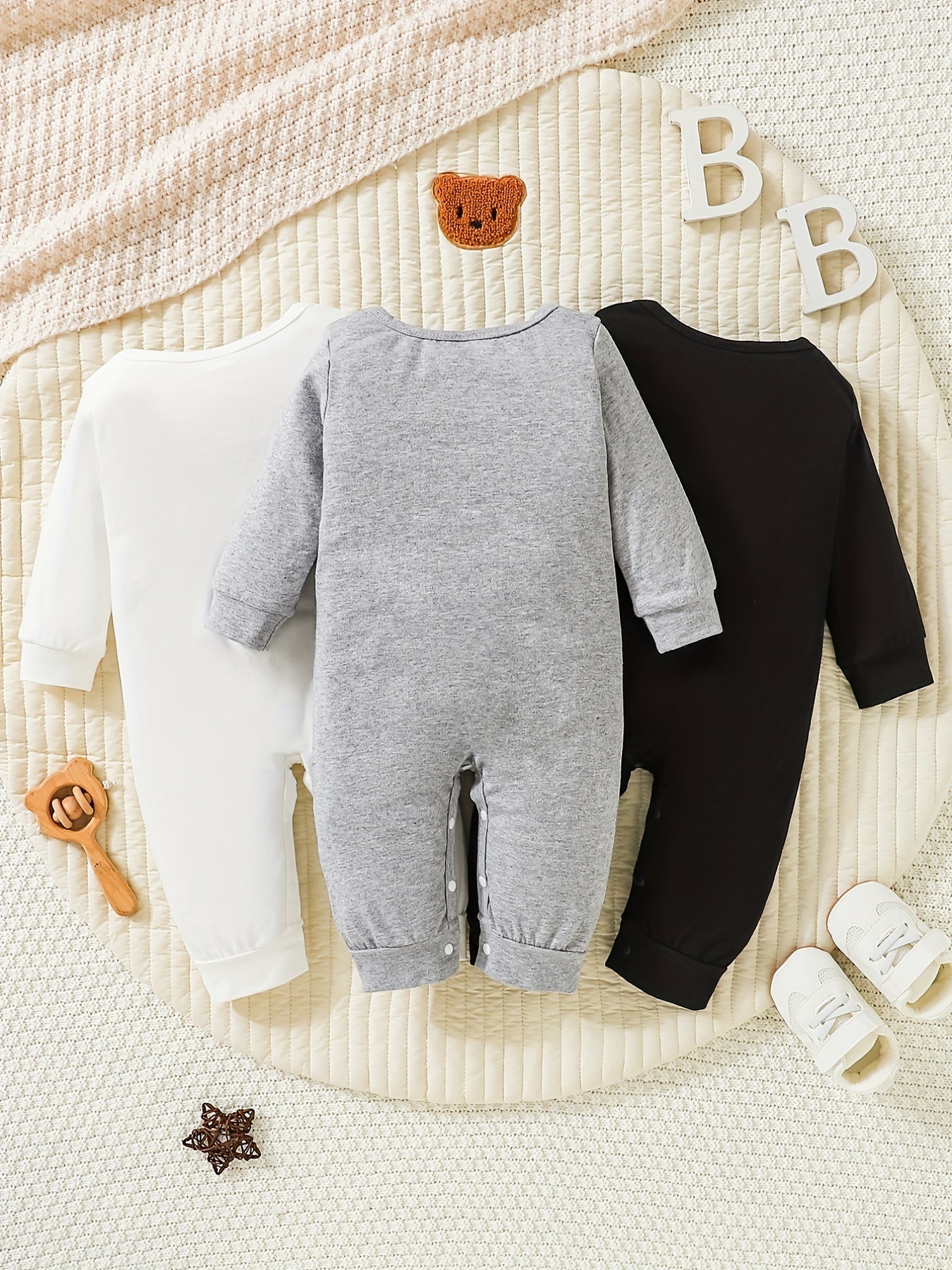 3pcs Newborn Baby Jumpsuits Casual Cotton Rompers