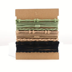 12 Boho Style Hair Tie Bracelets Elastic Ponytail Holder Hair Accessories