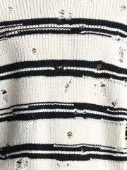 Men's Stripe Print Knit Long Sleeve Sweater for Autumn Winter
