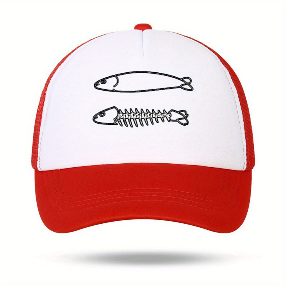 Fish Bones Pattern Baseball Cap for Outdoor Fishing