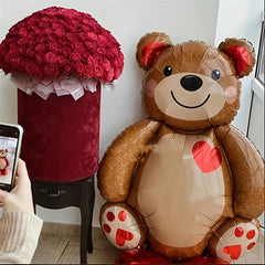 Little Bear Embracing Cake Aluminum Film Balloon Birthday Party Decoration