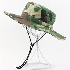 Men's Camo Large Brim Bucket Hat for Outdoor Activities
