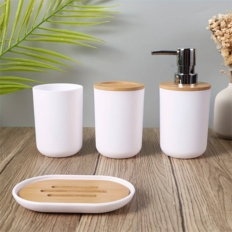 4-Piece 350ml Bamboo Bathroom Toiletries Set