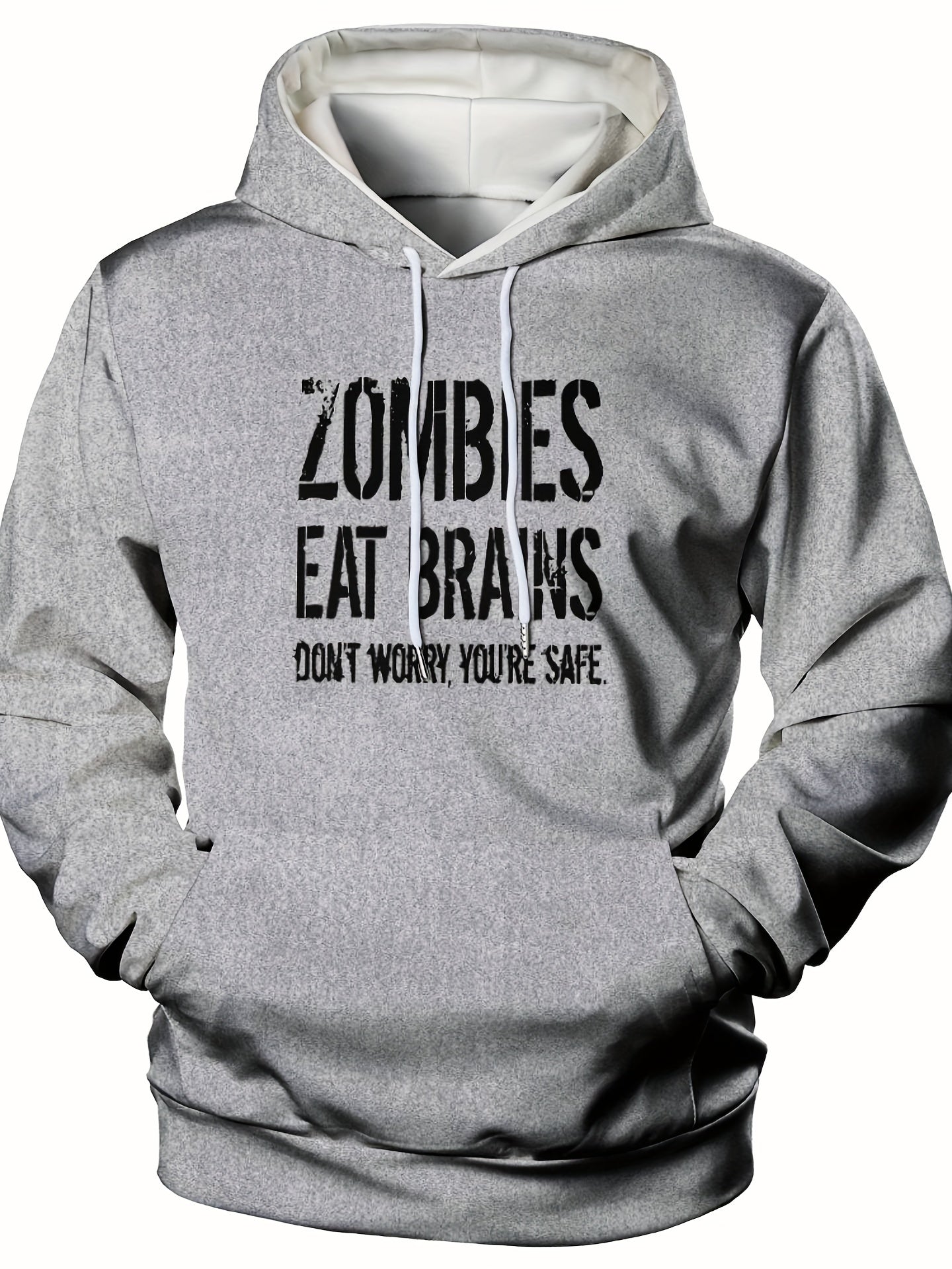 ZOMBIE EAT BRAINS Hoodie Men's Graphic Pullover Hooded