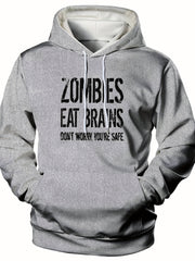 ZOMBIE EAT BRAINS Hoodie Men's Graphic Pullover Hooded