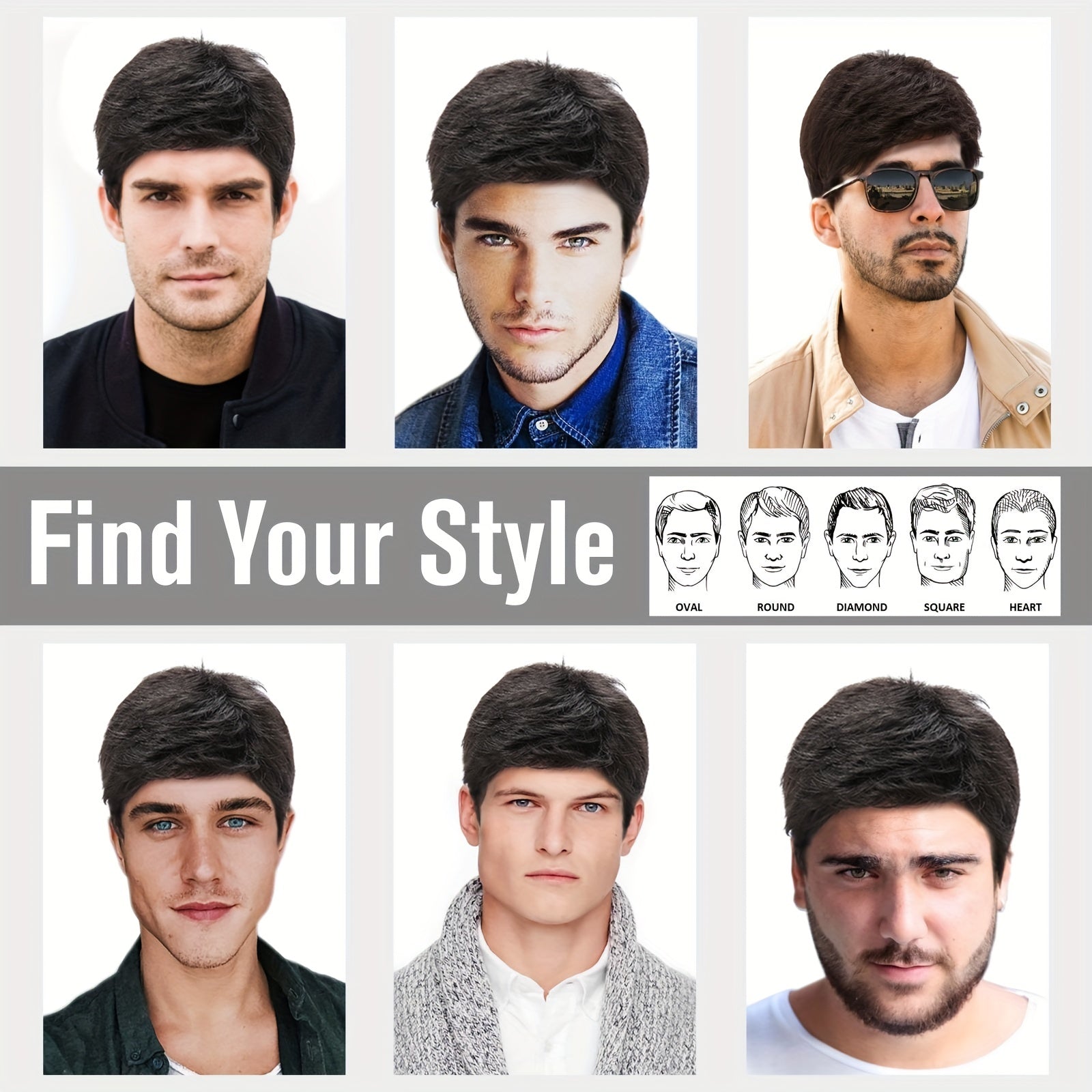 Men's Short Wig Straight Synthetic Wigs Layered Wavy Halloween Cosplay