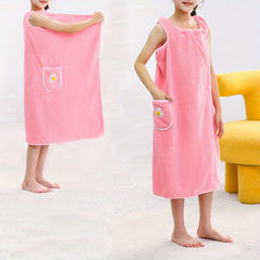 Flower Embroidered Bath Towel Wearable Bath Skirt