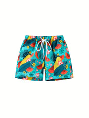 Boys Flower Leaf Watermelon Print Shorts for Vacation Beach