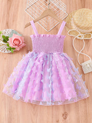 Toddler Girls Butterfly Applique Frill Trim Cami Dress
