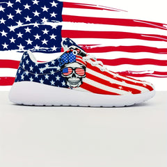 American Flag & Skull Print Sneakers Lightweight Breathable Running Shoes