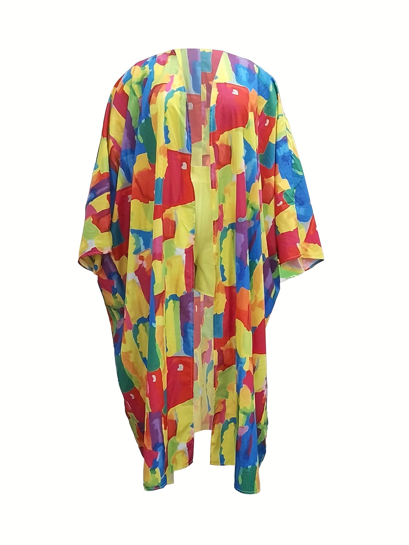 Women's Plus Geometric Print Long Sleeve Cardigan & Shorts Set