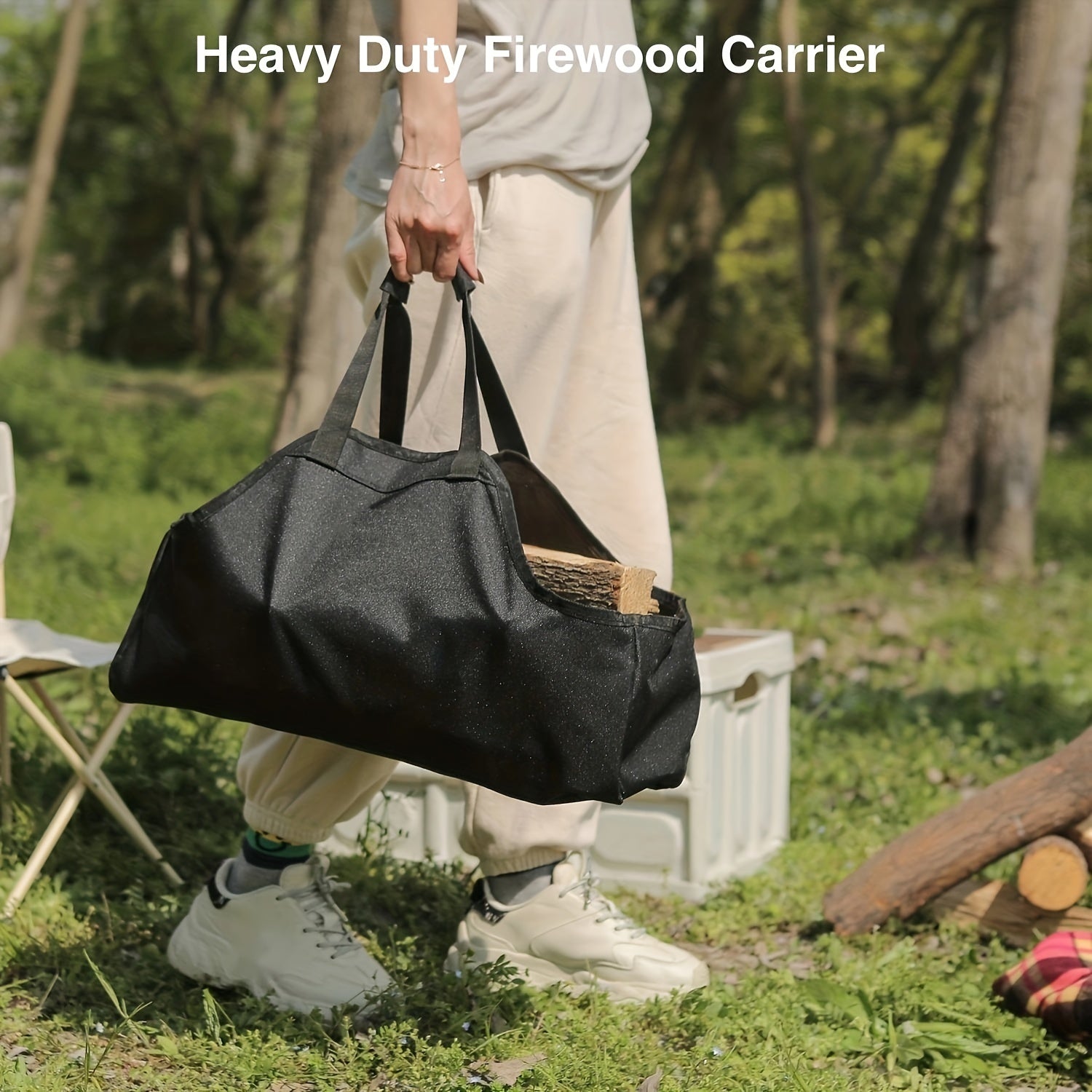 Durable Firewood Storage Bag for Camping Indoor Outdoor Use
