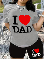 Heart & Letter Print Tee & Biker Shorts Outfit Set