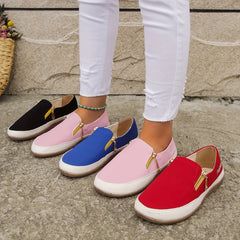 Women's Side Zipper Flat Shoes Solid Non Slip Shoes Casual Walking Outdoor Flats