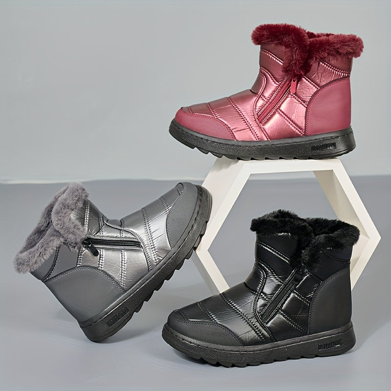 Women's Waterproof Non slip Snow Boots Thickened Zipper Winter Warm Hiking Boots