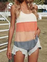Eyelet Spaghetti Strap Knitted Cami Top for Summer