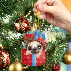Adorable Pug Charm Phone Keychain Holiday Decor Christmas Trees