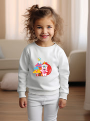 Christmas Unicorn & Tree Print Girls Sweatshirt Long Sleeve Crew Neck Tops