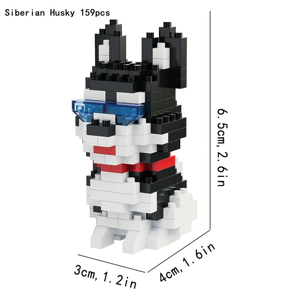 Cartoon Dogs Building Blocks Mini Animals Bull Terrier Siberian Husky