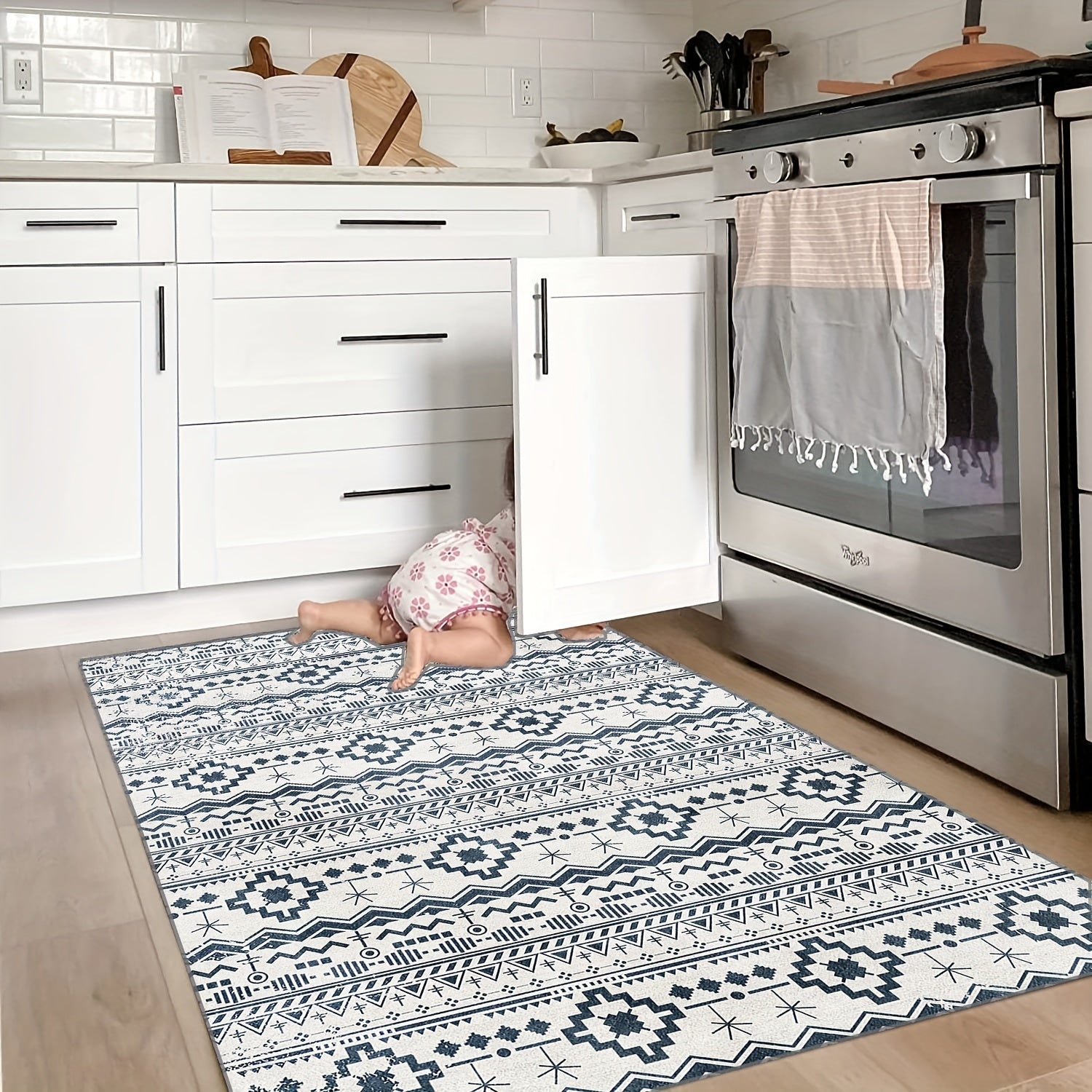 Large Bohemian Reversible Mats Non-slip Plastic Straw Rug Outdoor Area Rug
