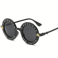 Round Frame Small Bee Sunglasses Men's Mixed Decorate Glasses