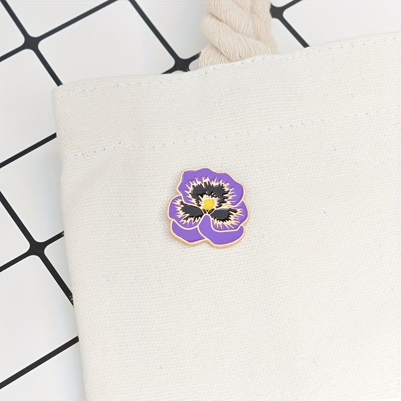 Purple Flower Enamel Lapel Pin Brooch Cartoon Corsages Shirt Collar Badge