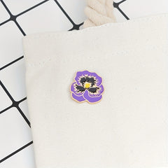 Purple Flower Enamel Lapel Pin Brooch Cartoon Corsages Shirt Collar Badge
