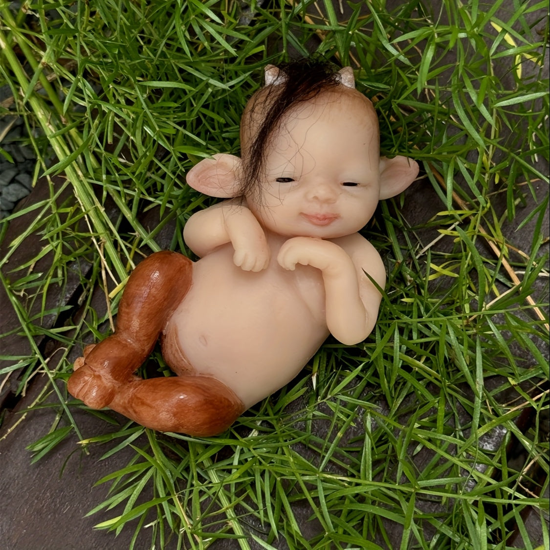 6 Inch Realistic Reborn Youngsters Doll with Brown Horns & Wrinkled Skin