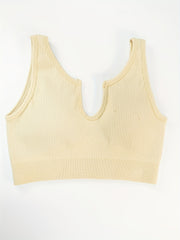 Ribbed V neck Beauty Back Yoga Bra Running Sports Bra For Women