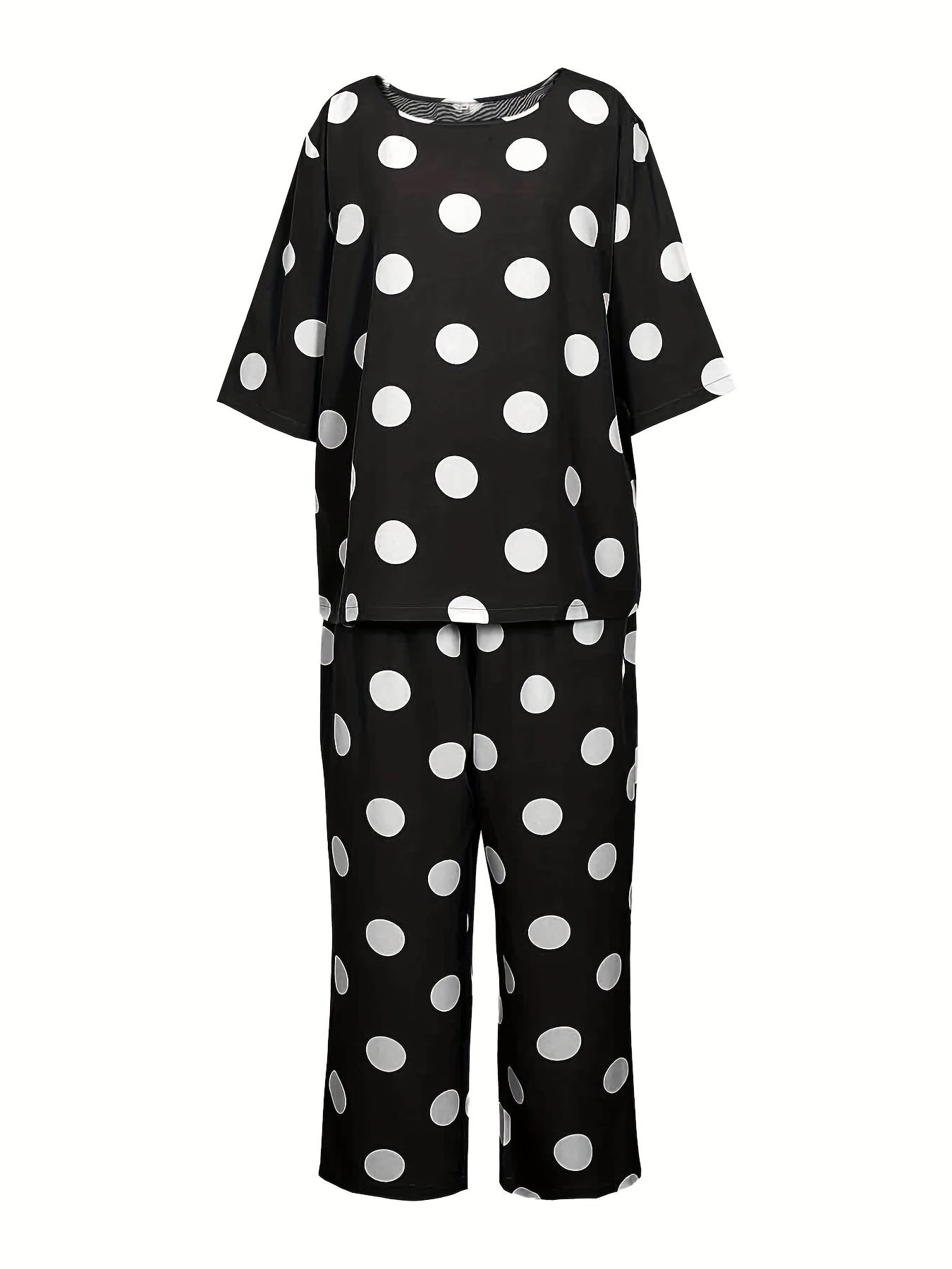Women's Plus Polka Dot Tee & Pants 2pcs Set