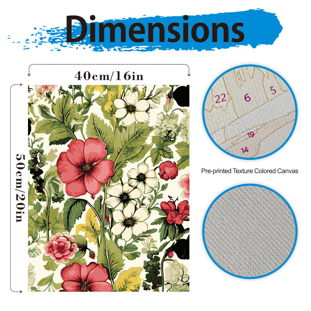 DIY Paint by Numbers Kit for Adults Floral Art Polyester Fiber Canvas 40x50cm