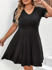 Colorblock Leopard Print V Neck Dress with Metal Belt