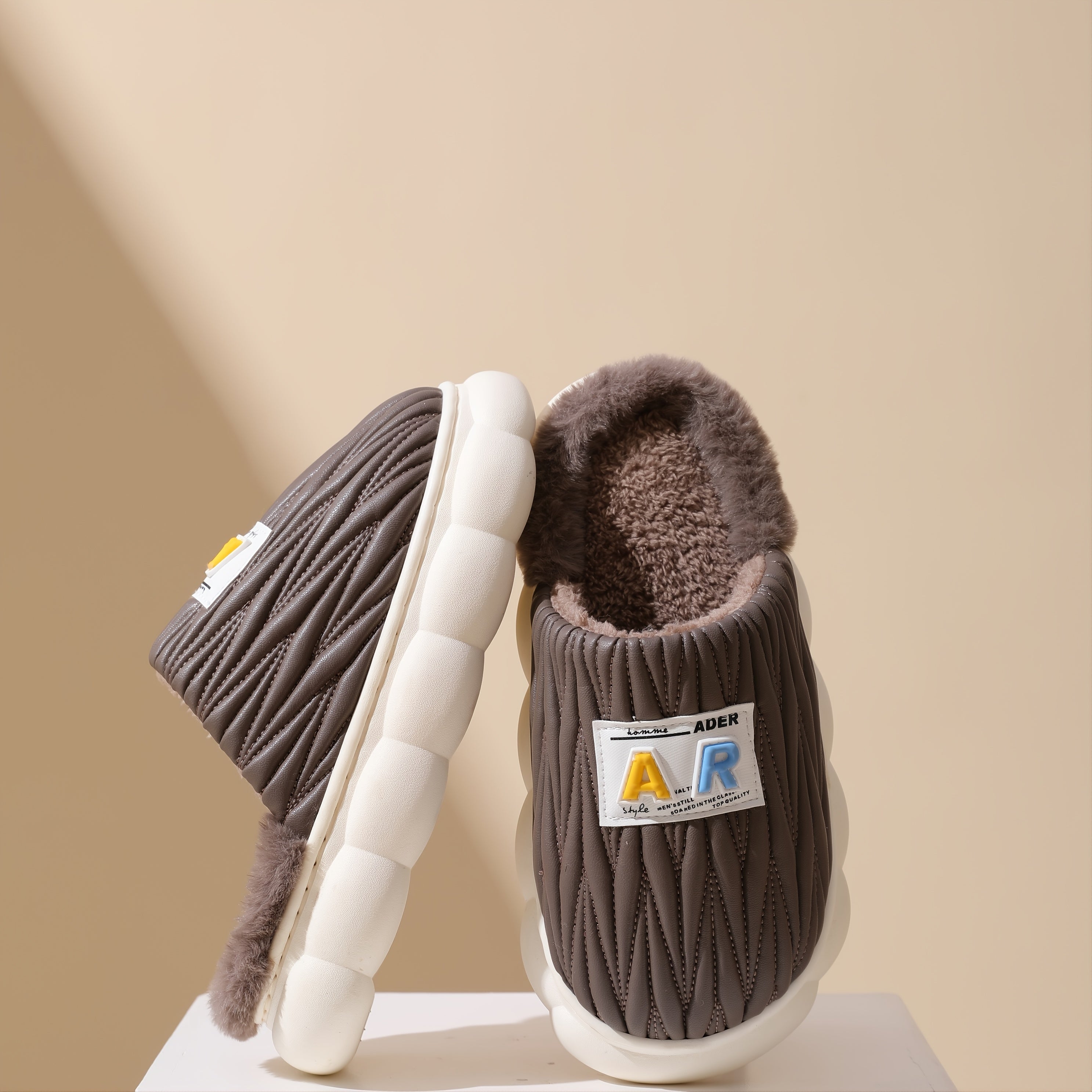 Men's Warm Fleece Cozy Non slip Platform Slippers