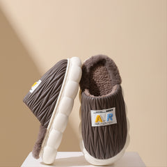 Men's Warm Fleece Cozy Non slip Platform Slippers