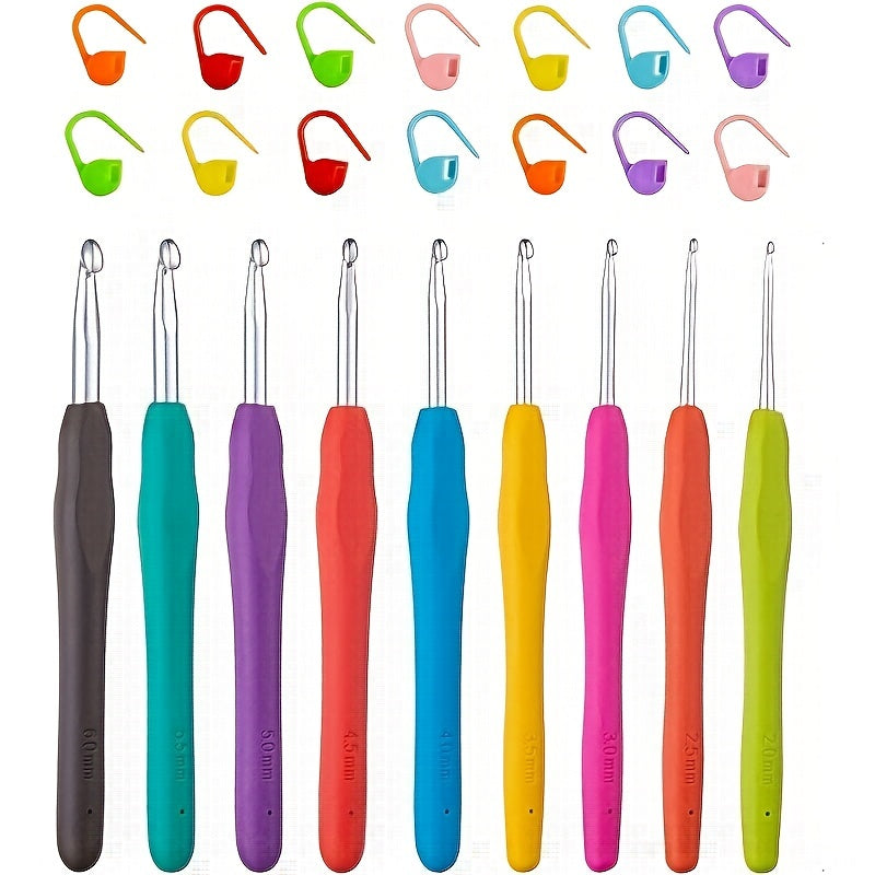 Crochet Kit: 9 Hooks, 14 Markers - Crocheting Tool Set