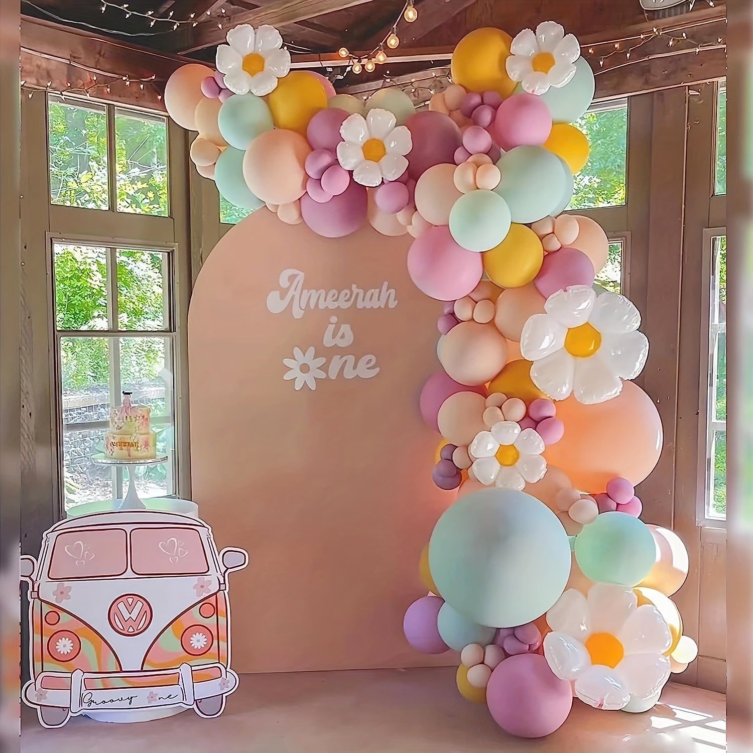 140pcs Daisy Macaron Balloon Garland Wedding Party Decoration